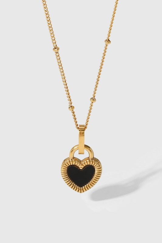 Contrast Detail Heart Pendant Necklace