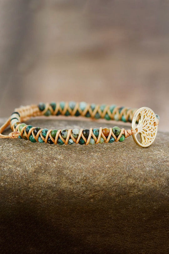 Tree Shape Beaded Copper Bracelet