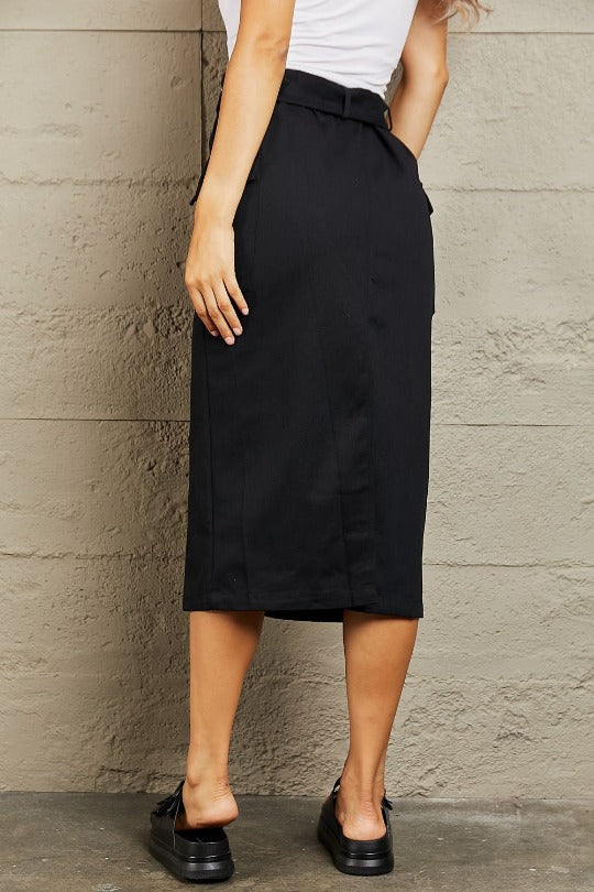 Casual Business Cargo Midi Skirt