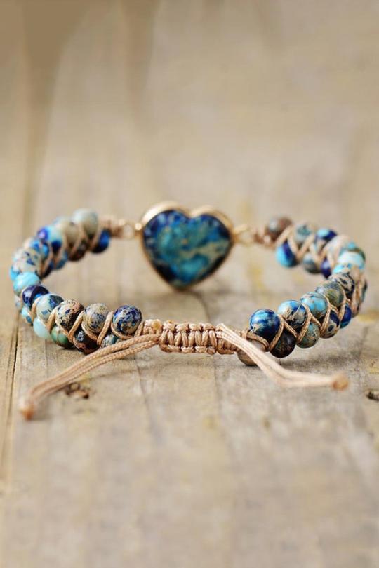 Women's Heart Shape Natural Stone Bracelet