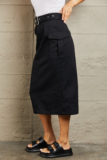 Casual Business Cargo Midi Skirt