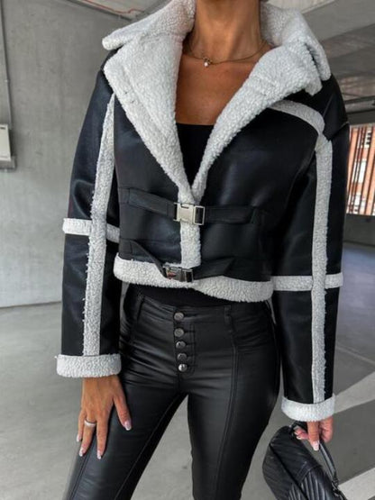 Soft Leather Buckle Detail Jacket