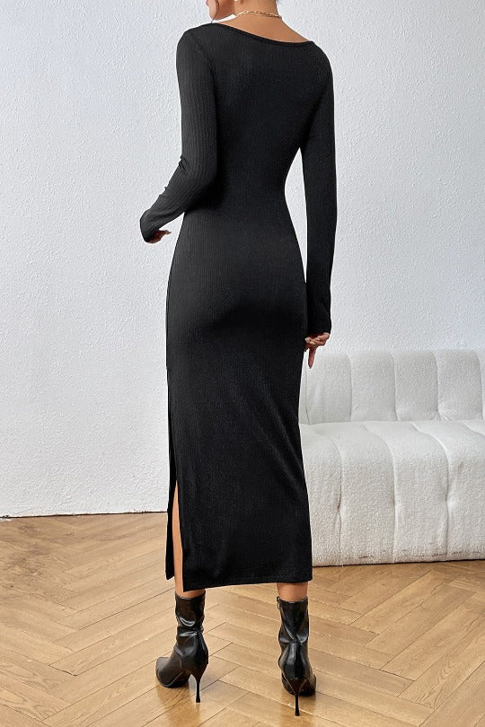 Women's Cutout Drawstring Slit Dress