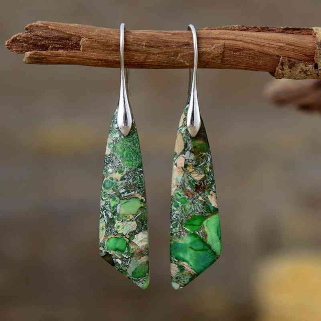 14K Décor Stone Dangle Earrings