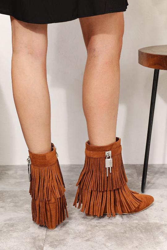 Women's Tassel Wedge Ankle Boots