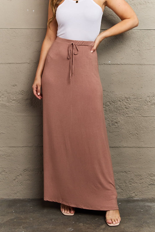 Culture Long Flare Maxi Skirt in Chocolate