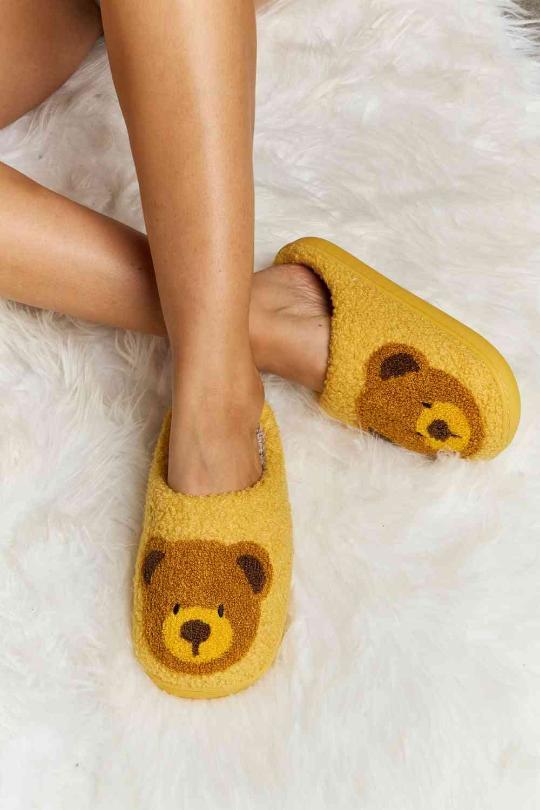 Teddy Bear Plush Slip On Slippers