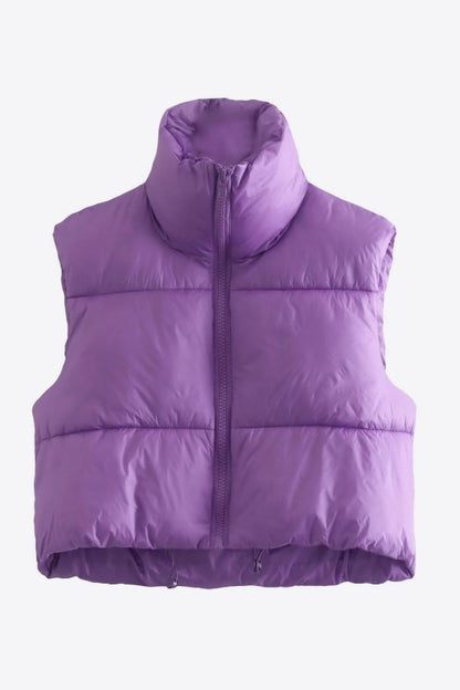 Puffer Cropped Drawstring Vest Jacket