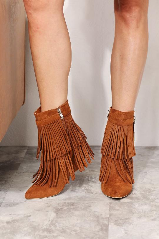 Women's Tassel Wedge Ankle Boots