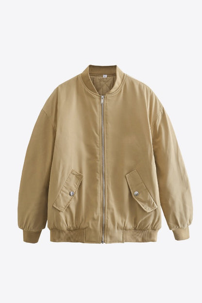 Classic Baseball Collar Zip-Up Jacket